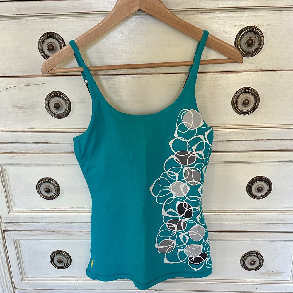 Lole Teal Camisole with White & Gray Circular Print